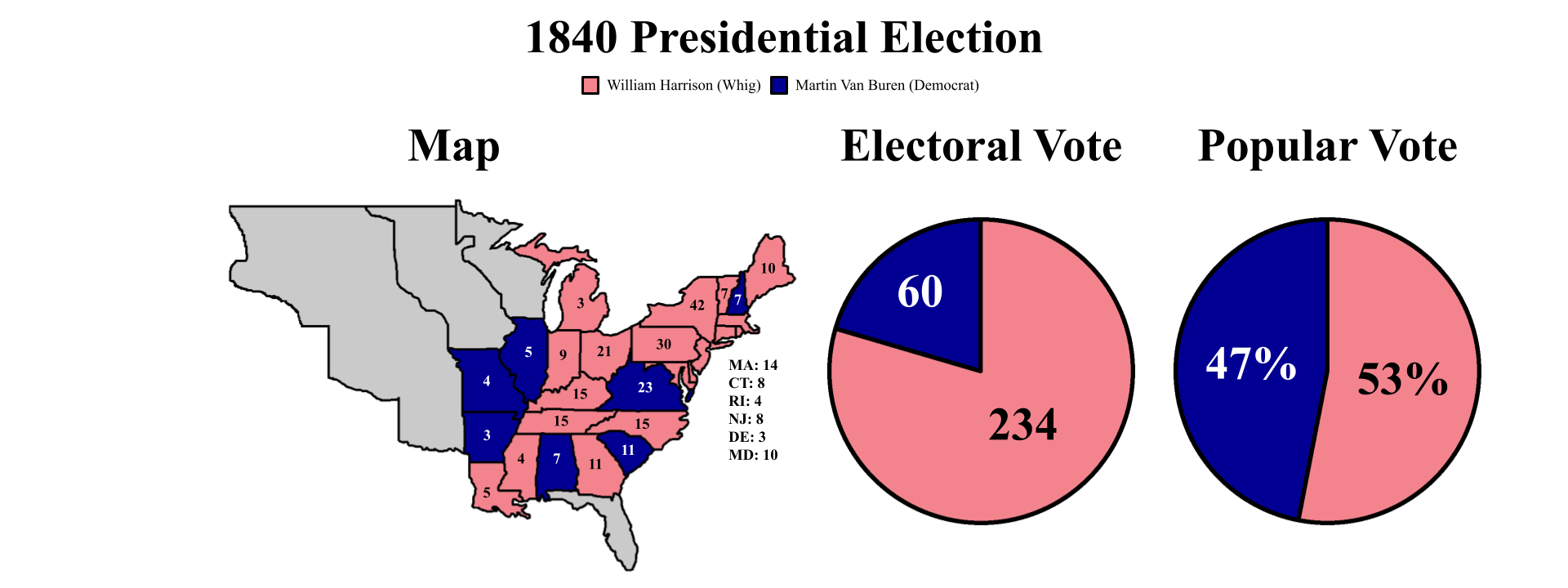 The electoral map for 1840.